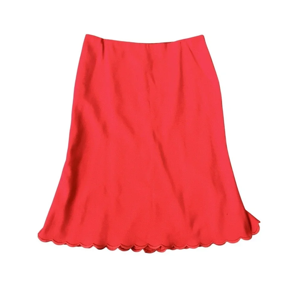 Vintage Moschino Cheap And Chic Blazer Skirt Set Red Scalloped Edge 10/ 40 Italy - Picture 2 of 16